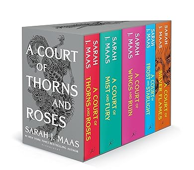 A Court of Thorns and Roses
A Court of Mist and Fury
A Court of Wings and Ruin
A Court of Frost and Starlight (novella)
A Court of Silver Flames